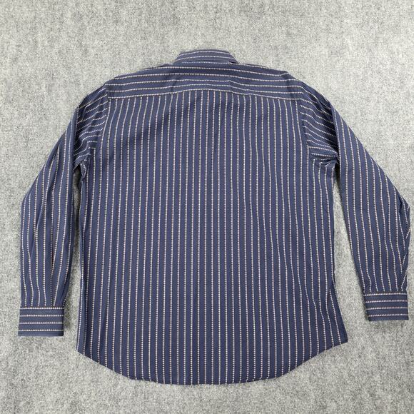 Bugatchi Uomo Shirt Mens 2XL Blue Brown Striped Long Sleeve Button Up Preppy - Picture 5 of 16
